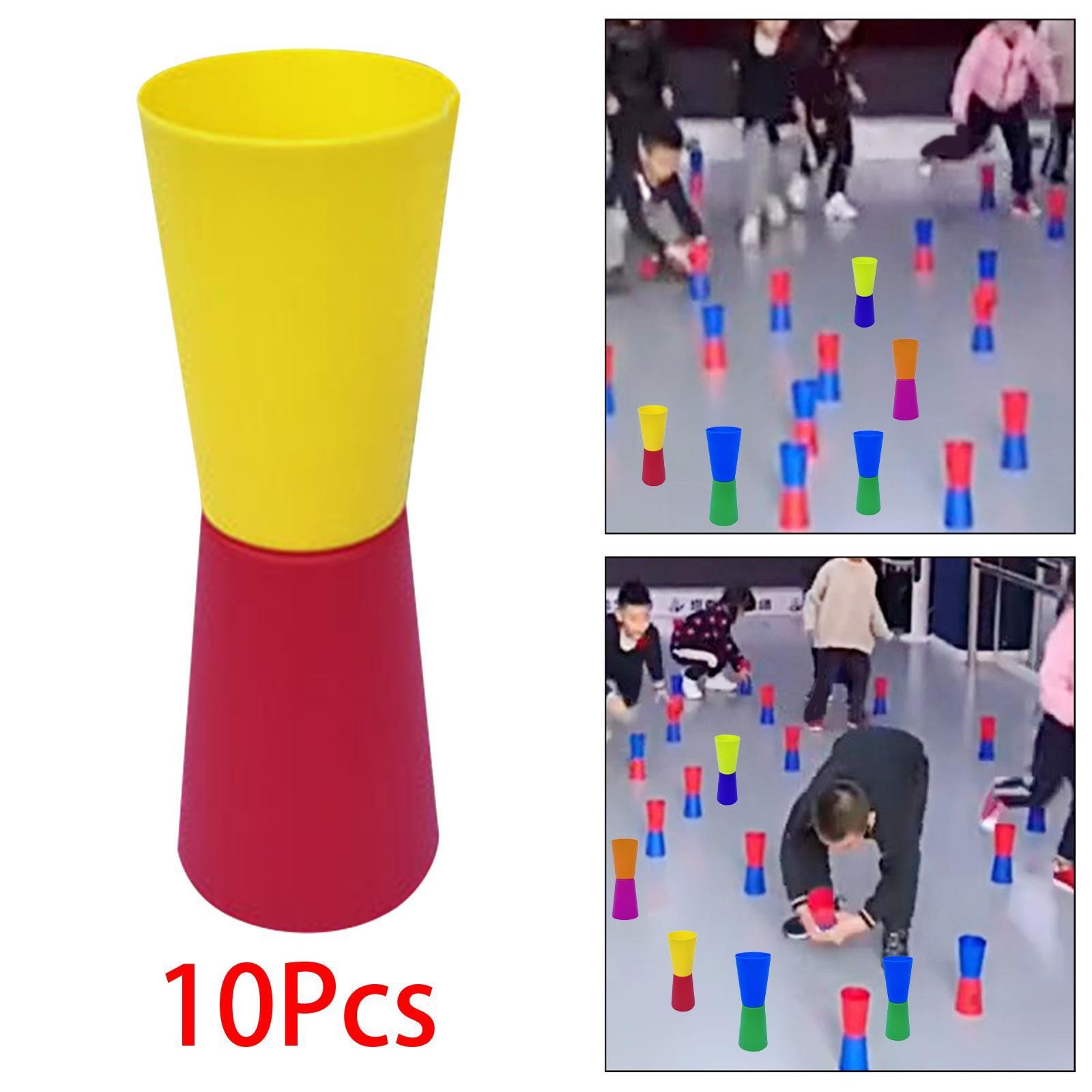 10 Pieces Flip Cups Speed Agility Training Aid for Kindergarten Gym with Net