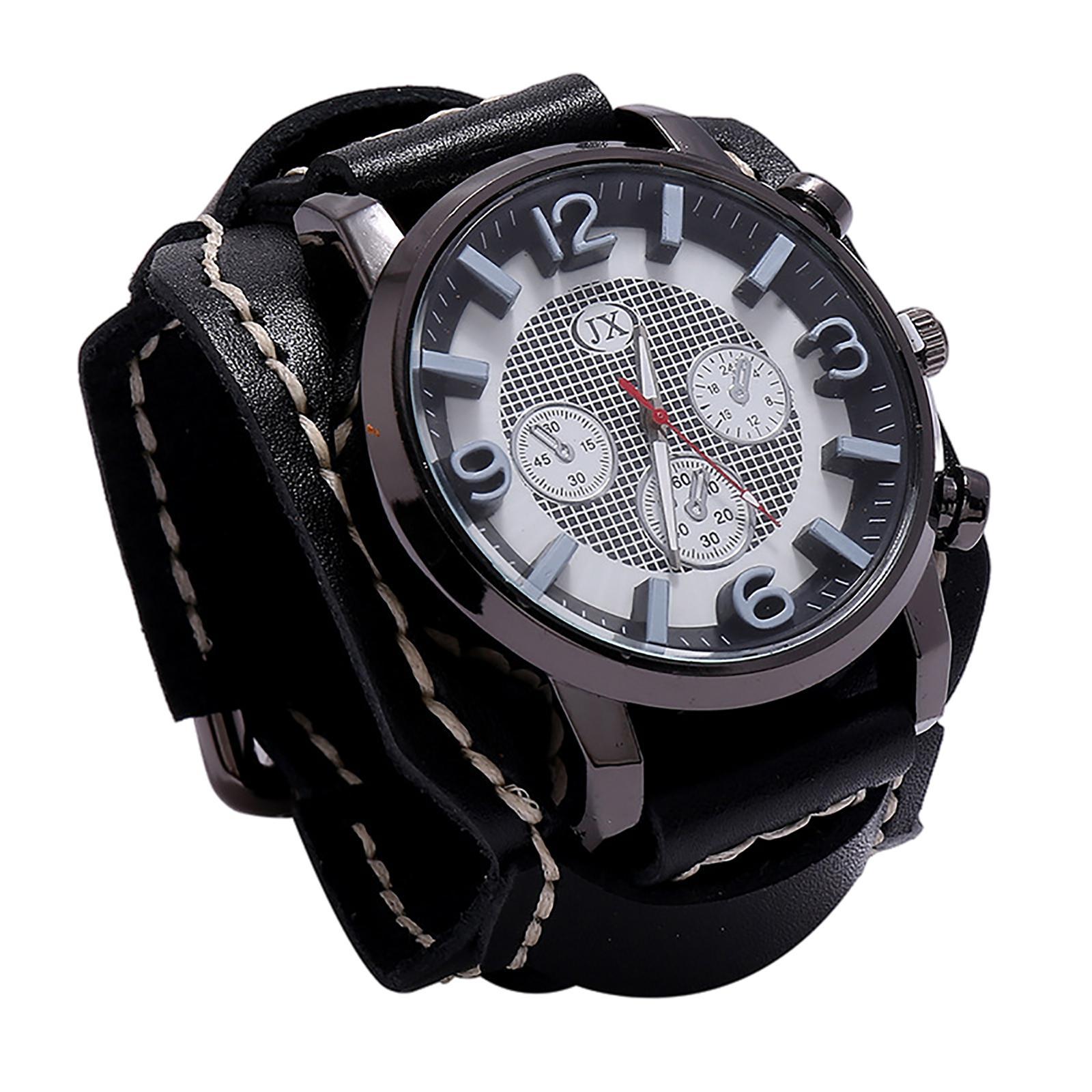 Punk Retro Watch Bracelet Leather Fashion Wide Leather Strap Vintage