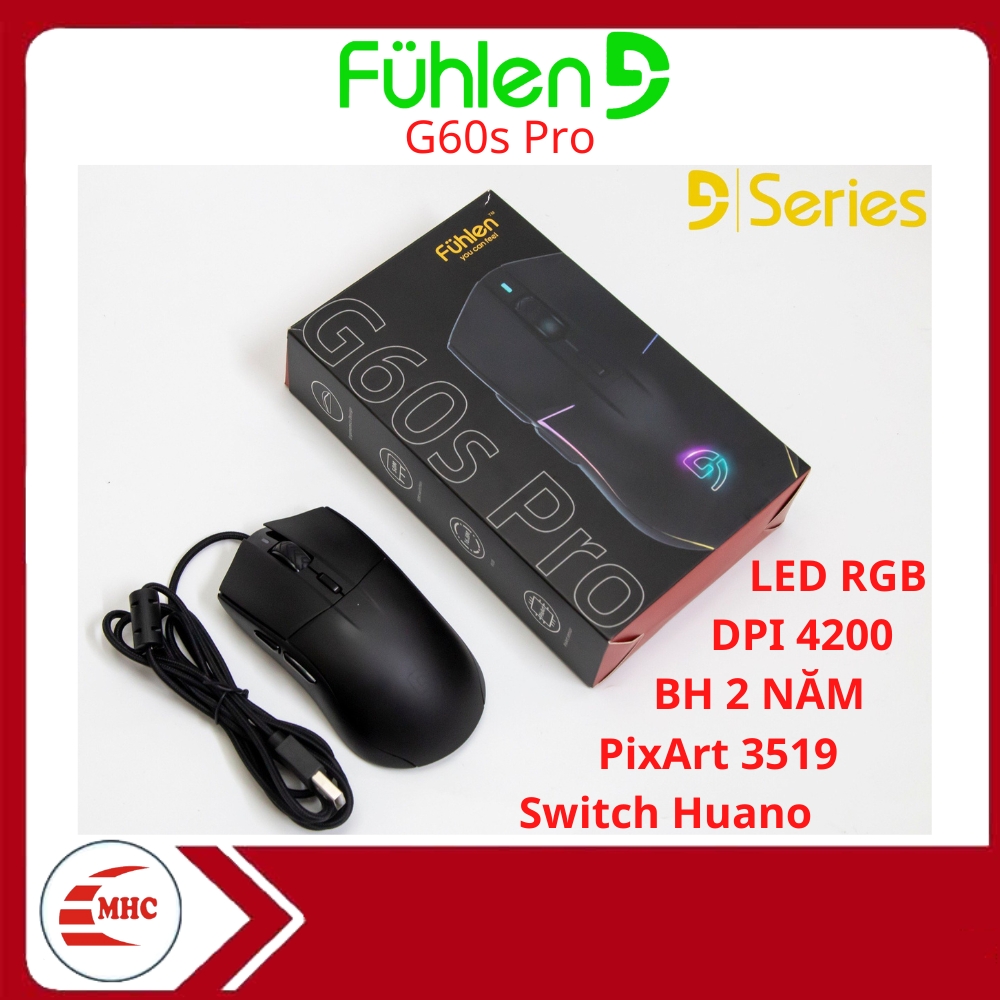 Chuột gaming Fuhlen G60s Pro RGB, DPI 4200, App chỉnh Macro, cảm biến quang PixArt 3519- Hàng chính hãng