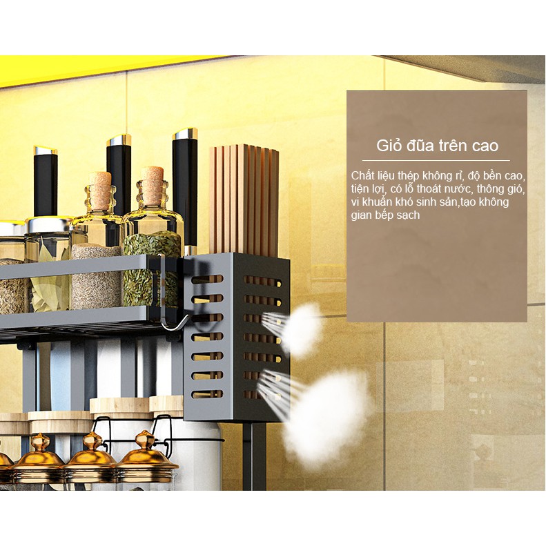 Kệ Đựng Gia Vị 2/3 tầng, Kệ hũ gia vị để bát đũa dao thớt, đồ dùng nhà bếp.