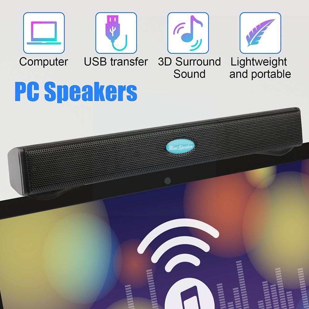 Âm thanh âm thanh âm thanh di động âm thanh USB Soundbar loa máy tính bên ngoài với cáp USB cho máy tính xách tay máy tính để bàn K0T6 Color: black
