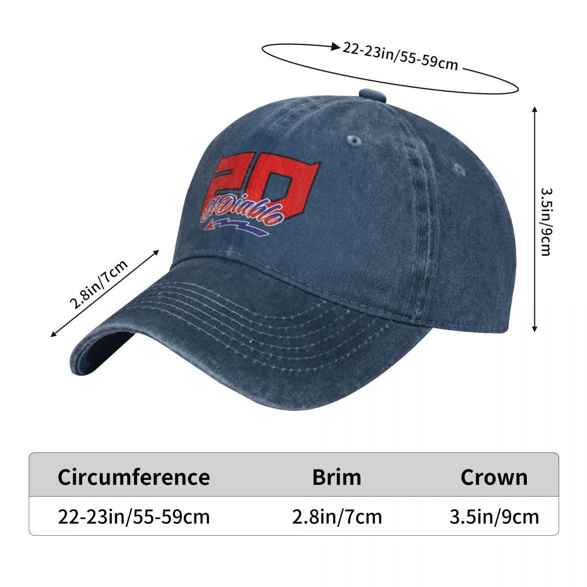 Fabio Quartararo Mùa thu mùa thu Mũ nam nữ giới đội bóng chày cổ điển 20 Motocross Sun Hat Denim Sport Casquette Color: Dark Gray Size: One Size