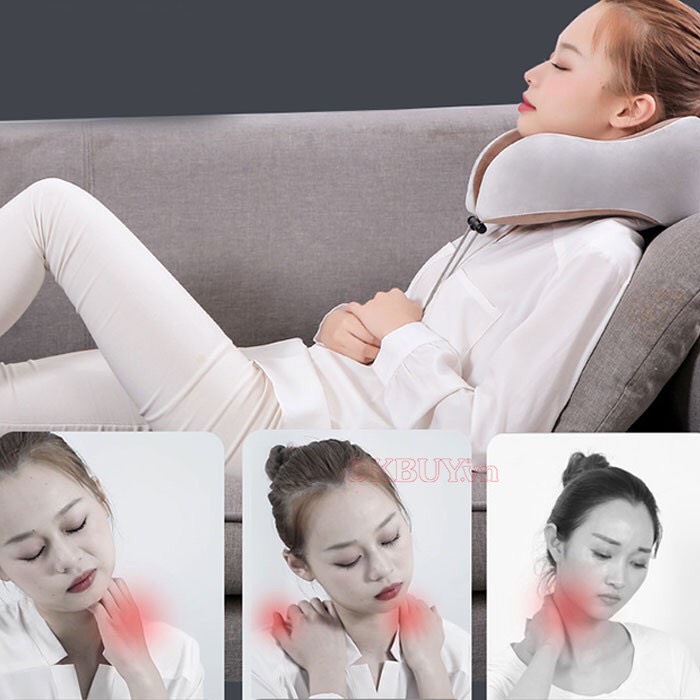 Gối massage cổ chữ U Đa Năng Cao Cấp, Máy Massage Cổ Vai Gáy Hỗ Trợ Mát Xa Vùng Cổ, Giảm Đau Vai Gáy