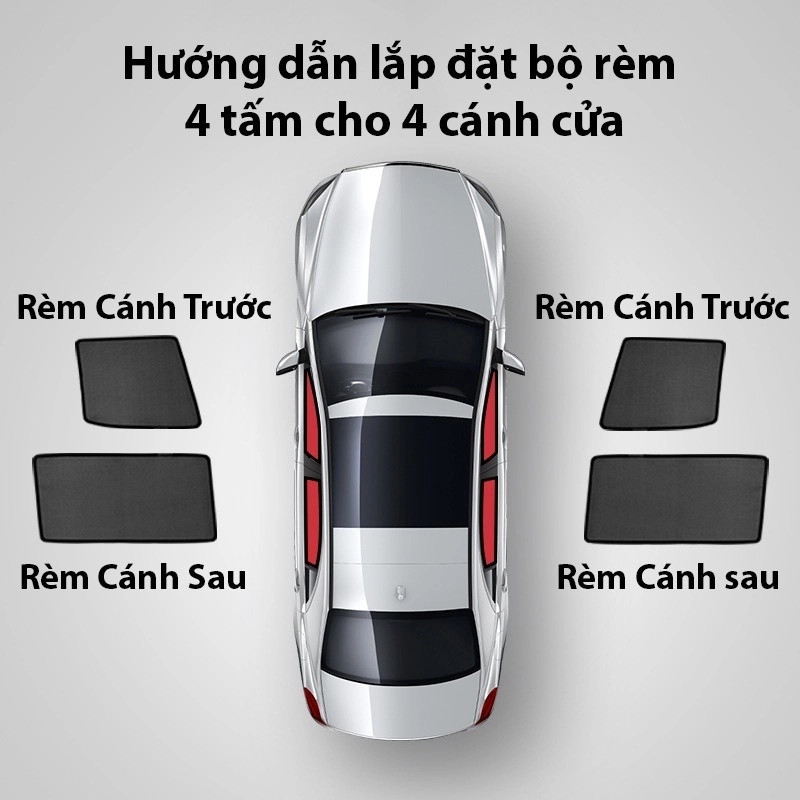 Bộ 4 tấm Rèm che nắng theo xe ô tô Hyundai I10 Sedan 2014-2020, Tấm che nắng ô tô nam châm tự dính