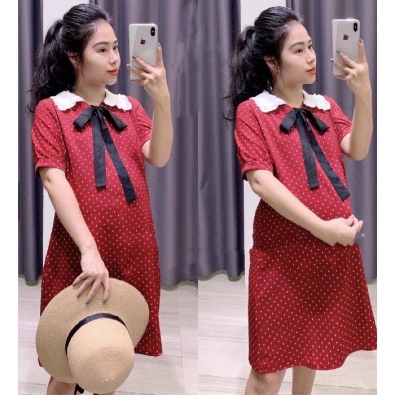 Đầm bầu chấm bi sang chảnh