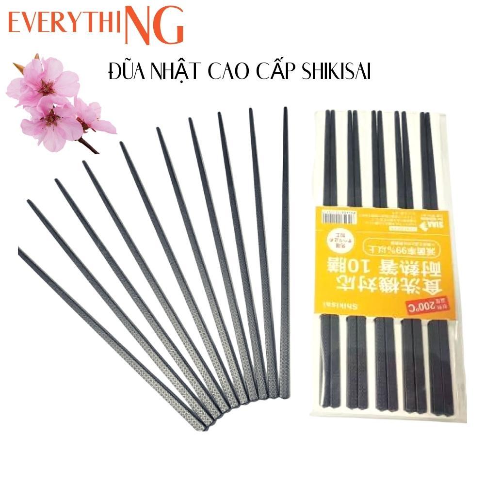 Đũa Nhật, Đũa Ăn Cơm Bộ 10 Đôi Đũa SHIKISAI Cao Cấp, Chống Trơn Trượt, Chống Mốc, An Toàn Tiện Lợi Độ Bền Cao