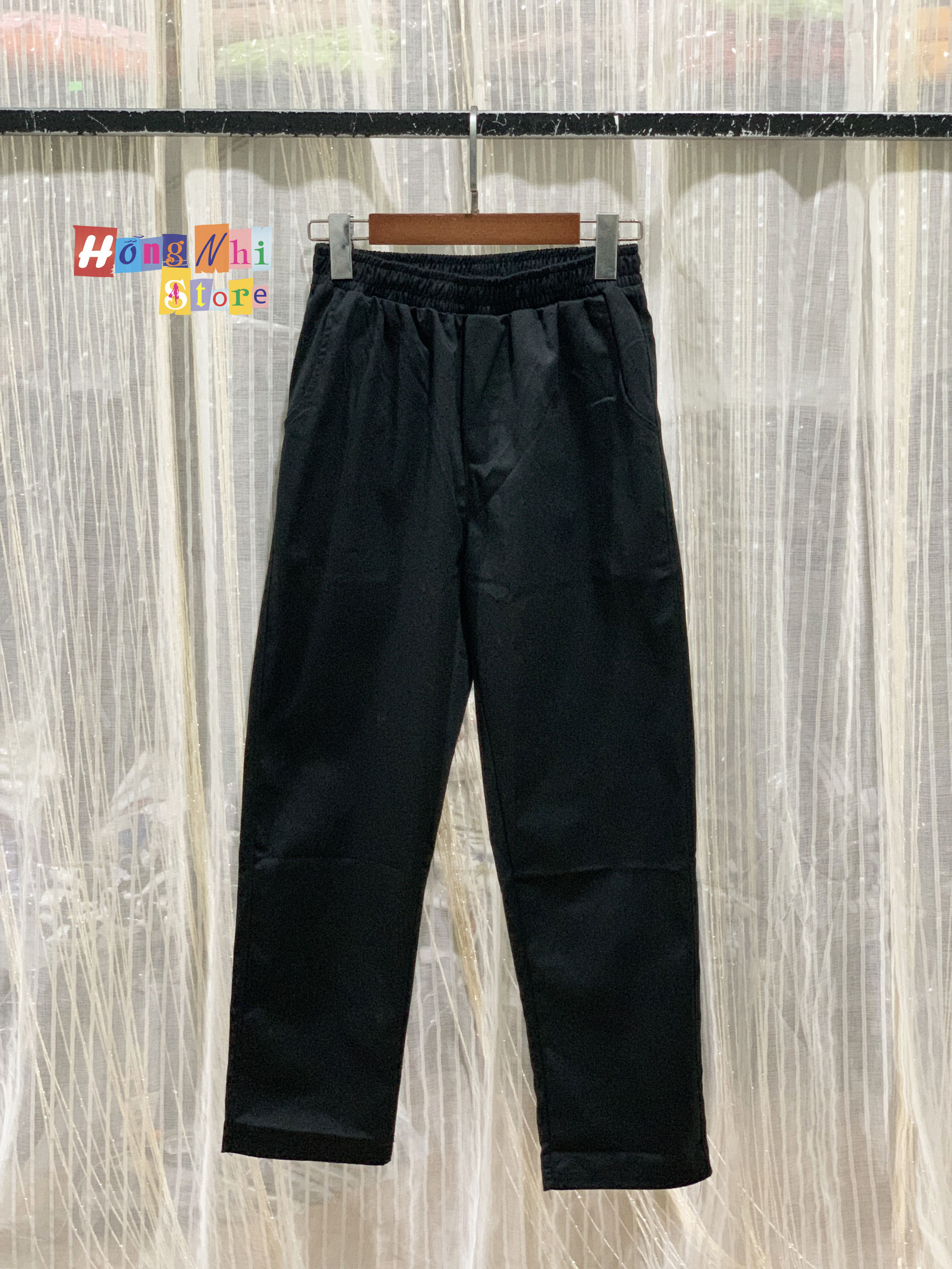 Quần Kaki Trơn Lưng Thun Màu Đen - Quần Kaki Basic Pant Unisex Black - MM