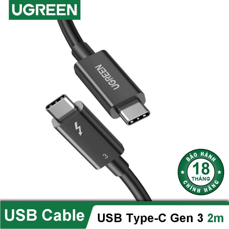 THUNDERBOLT 3 (USB Type-C Gen 3) truyền dữ liệu 40Gbps, xuất hình ảnh 5K60Hz, sạc 100W, dài 0.5-2m UGREEN US341 - Hàng chính hãng