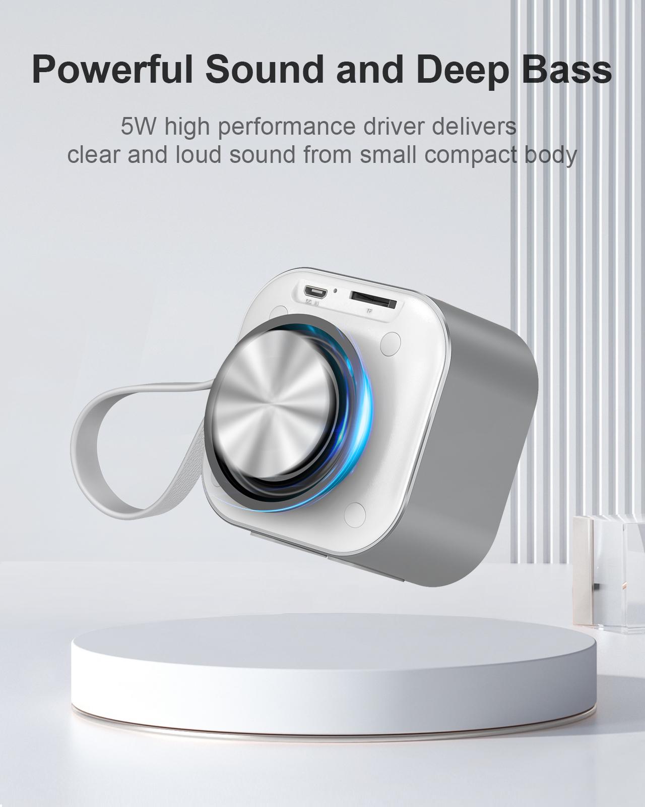 Loa Bluetooth nhỏ EWA với loa không dây âm thanh âm thanh lớn với đèn pin Hỗ trợ thời gian chơi 12 giờ Color: A110-Grey white