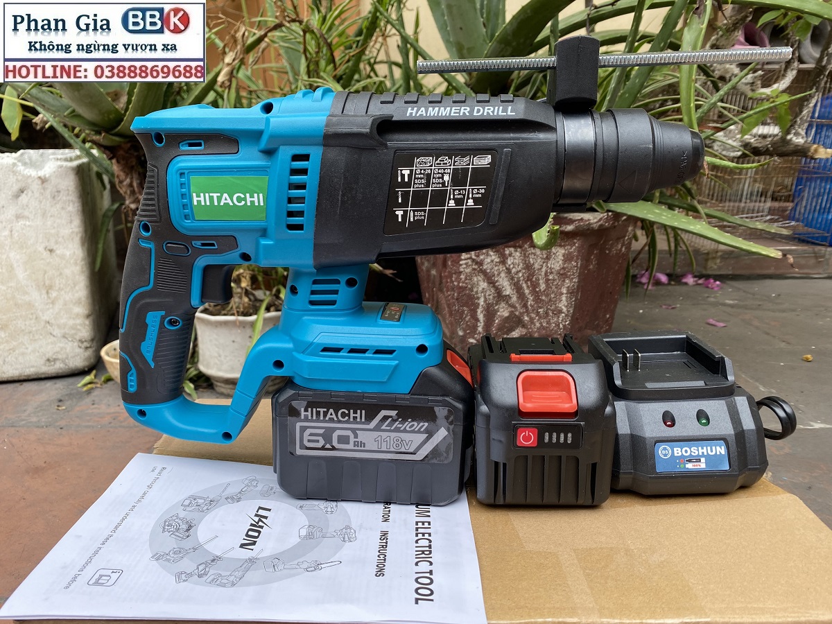Máy Khoan Đục Bê Tông 199V - 3 Chức Năng: Khoan, khoan búa, đục - Động Cơ Không Chổ Than 100% Lõi Đồng