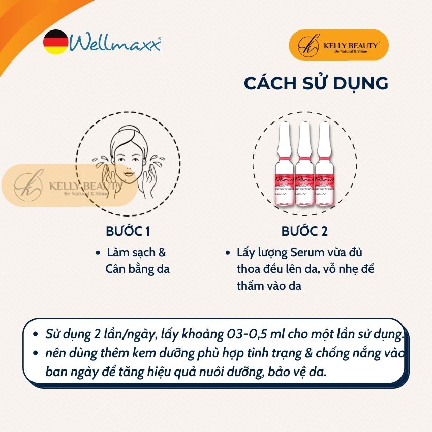 Huyết Thanh Phục Hồi Da Phase 2 Calm WELLMAXX - Làm Dịu Da Kích Ứng, Đỏ, Châm Chích; Ngừa Giãn Mao Mạch | Kelly Beauty