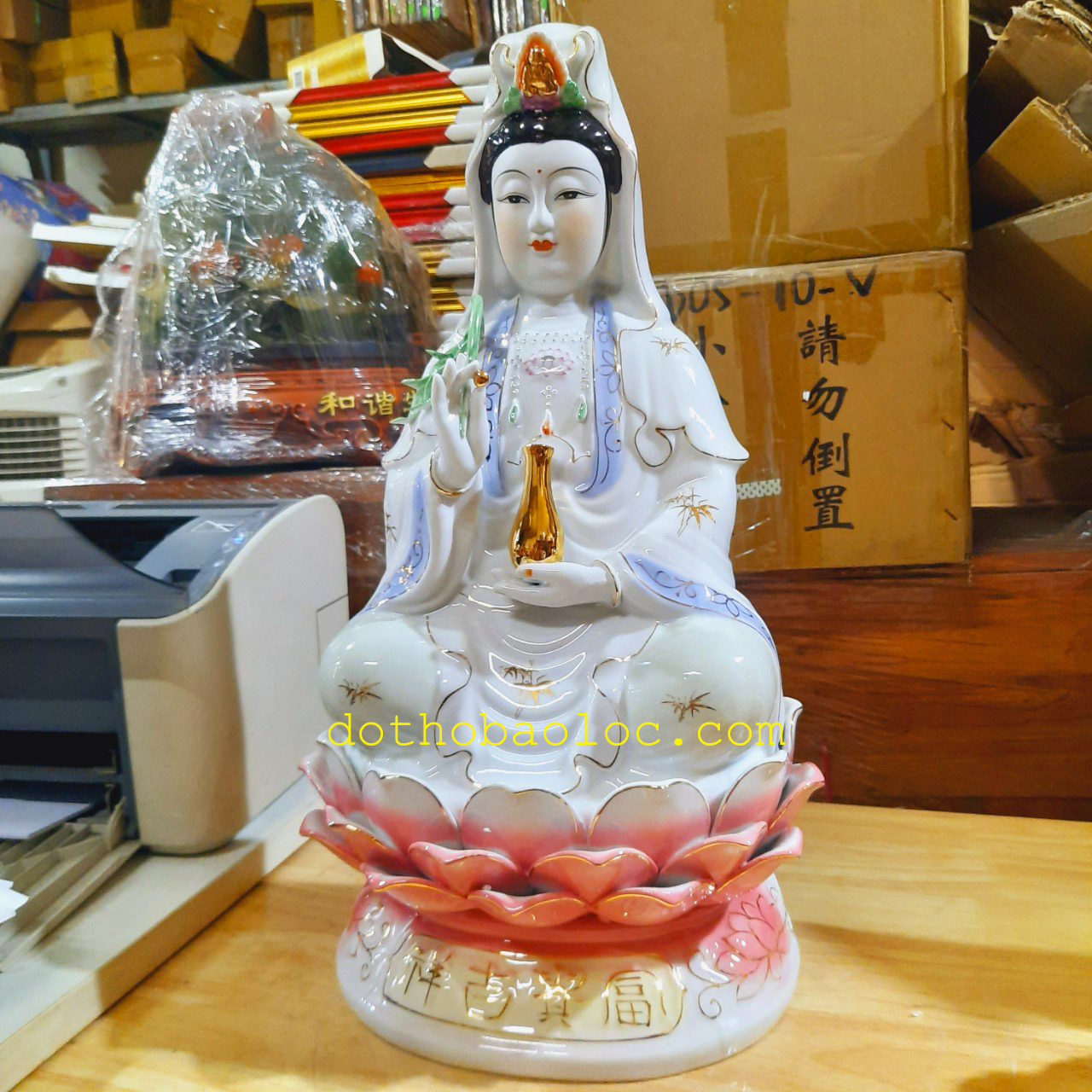 Tượng Quan Âm men sứ cao cấp Cao 52cm