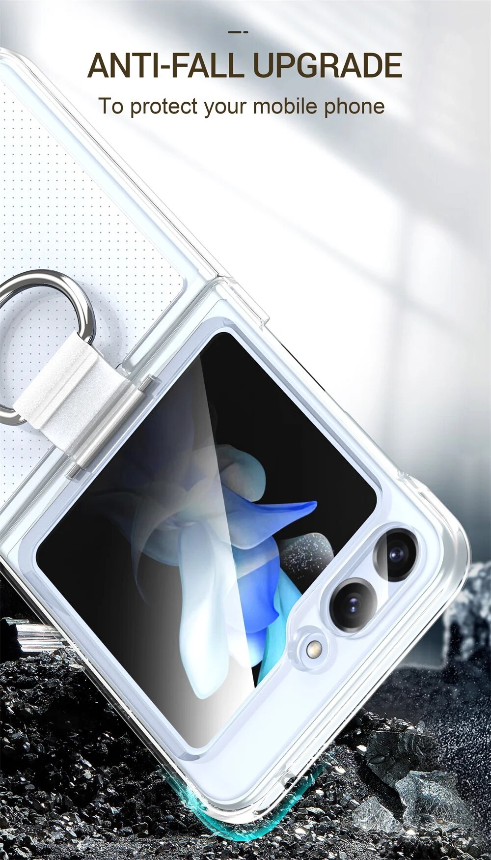 Ốp lưng chống sốc trong suốt kèm iring cho Samsung Galaxy Z Flip 5 hiệu Likgus Cover Ring - hàng nhập khẩu