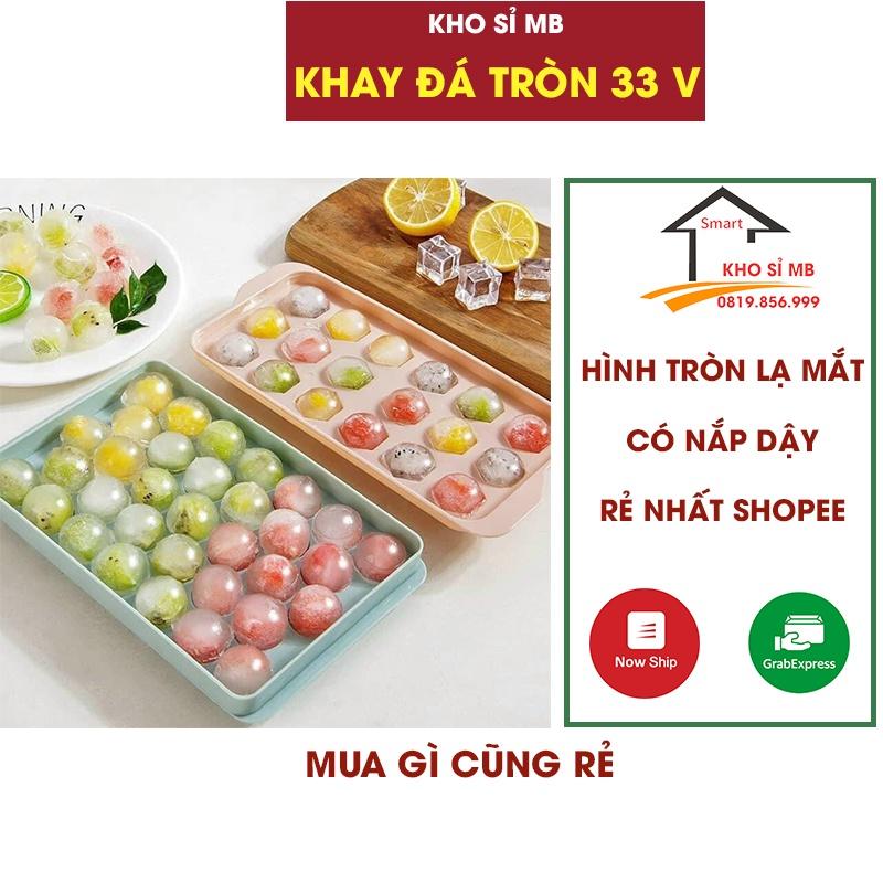 Giá sỉ - Khay đá tròn 33 viên việt nhật, có nắp đậy làm thạch, làm đá hình trọn độc đáo - KHO SỈ MB