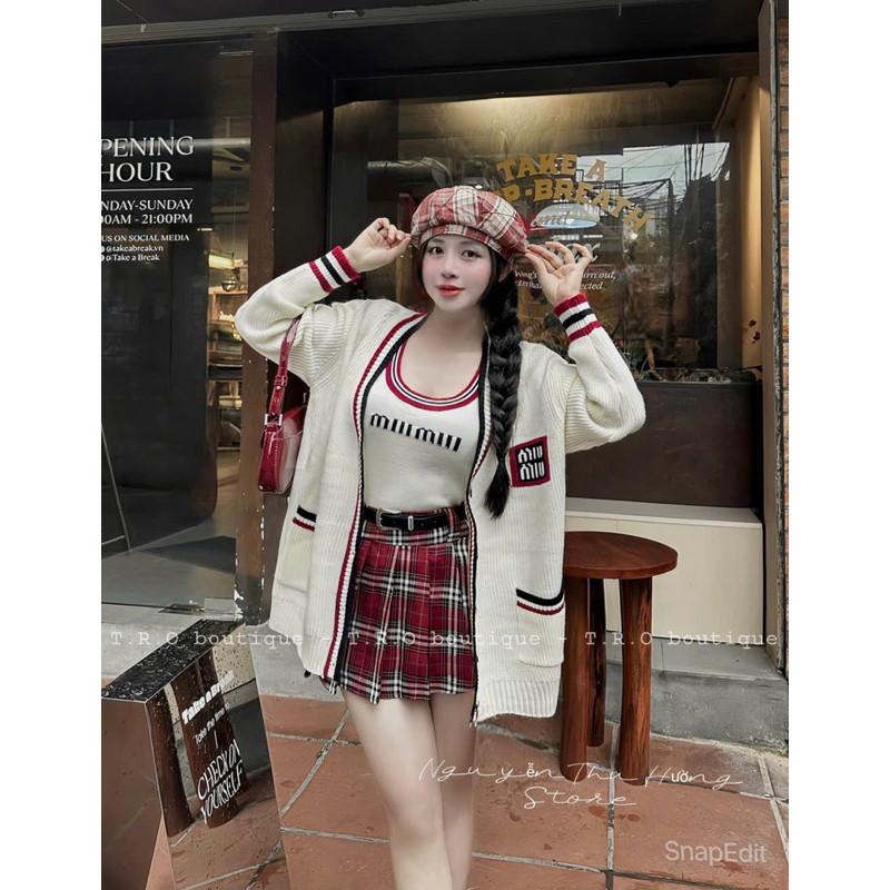 Set Len Miuiu 3 Món Kẻ Đỏ QC- HL BY JOLIE - Set