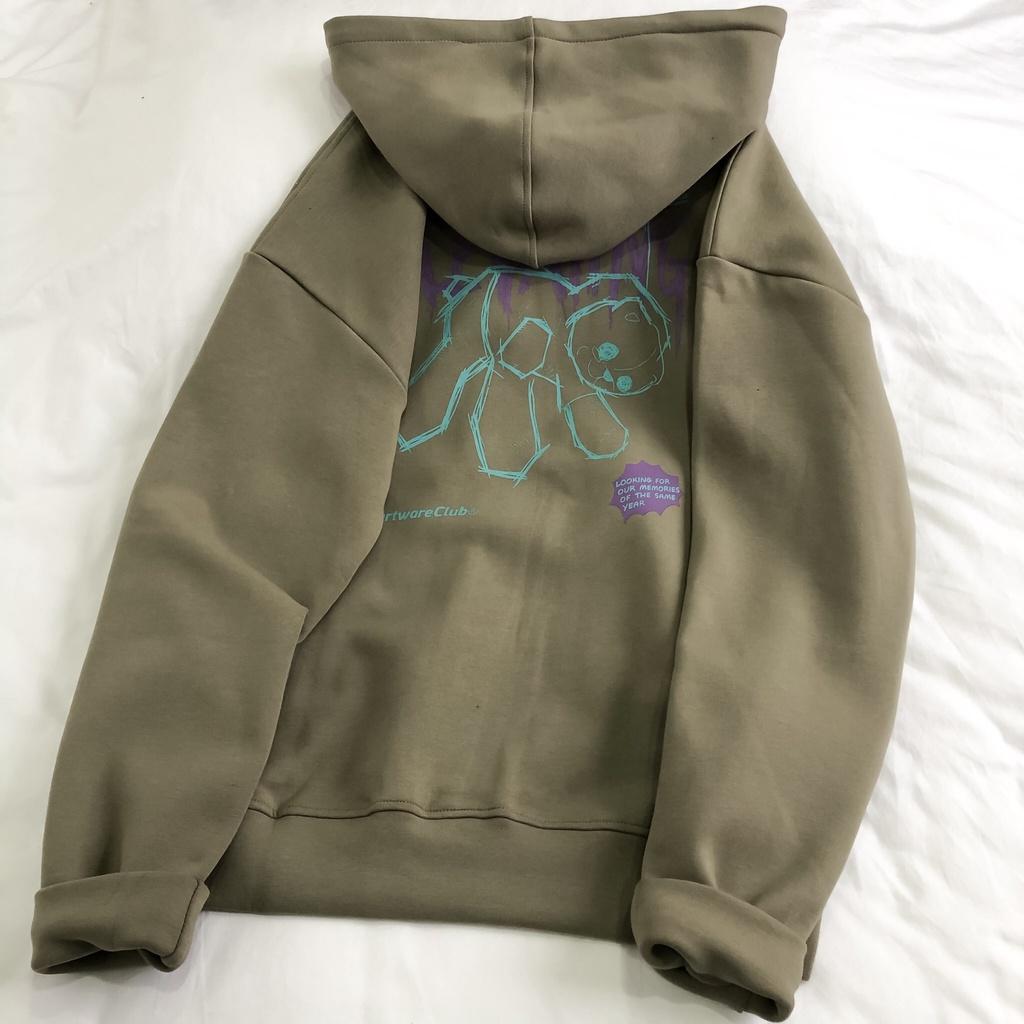 Áo Khoác nỉ lót bông MEANSTORE hoodie zip form rộng có mũ Unisex nam nữ oversize Streetwear Hàn Quốc - Vertical