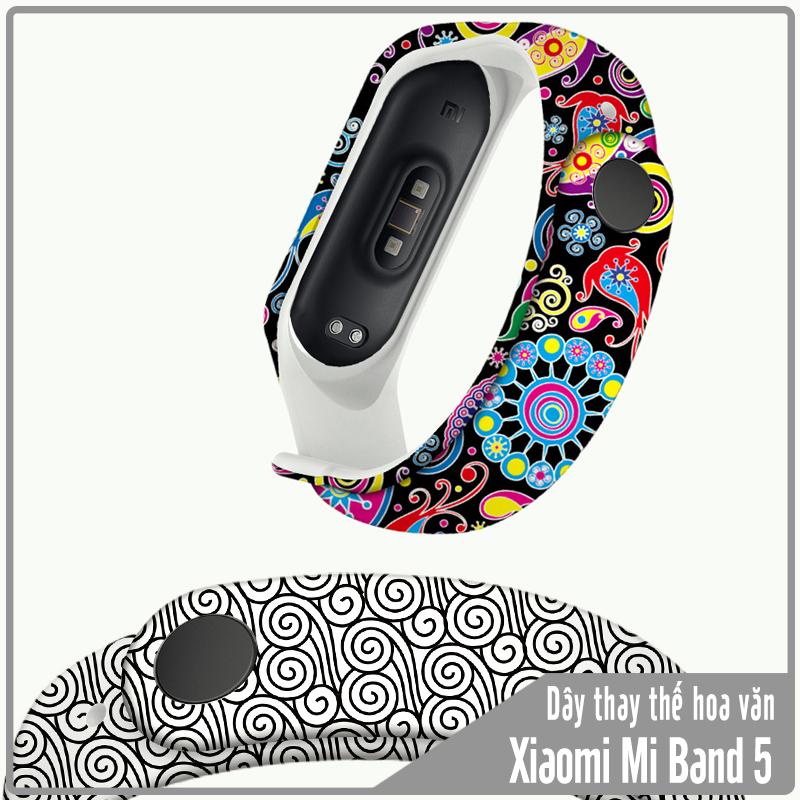 Dây đeo thay thế cho Xiaomi Miband 5 hoa văn 19 mẫu khác nhau, nhựa dẻo TPU