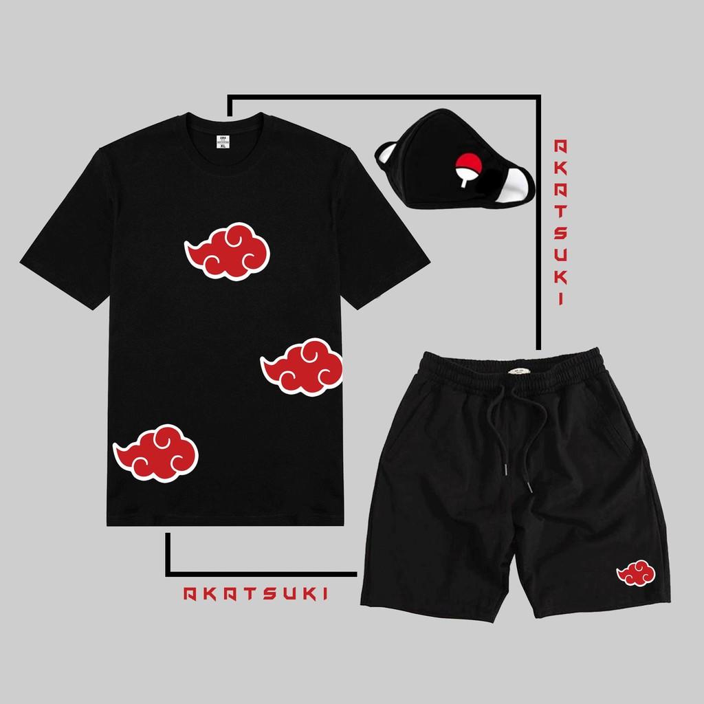 SALE 50% BST combo áo thun + quần short Naruto Akatsuki Itachi Uchiha tặng kèm kt cực HOT