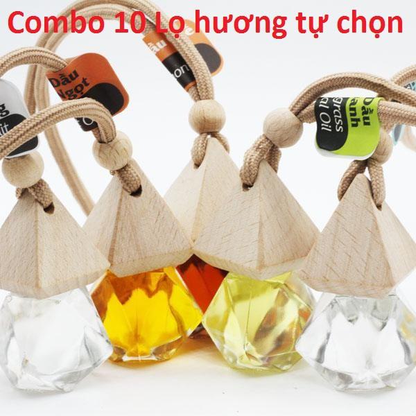 Combo 10 lọ tinh dầu treo xe hương tự chọn