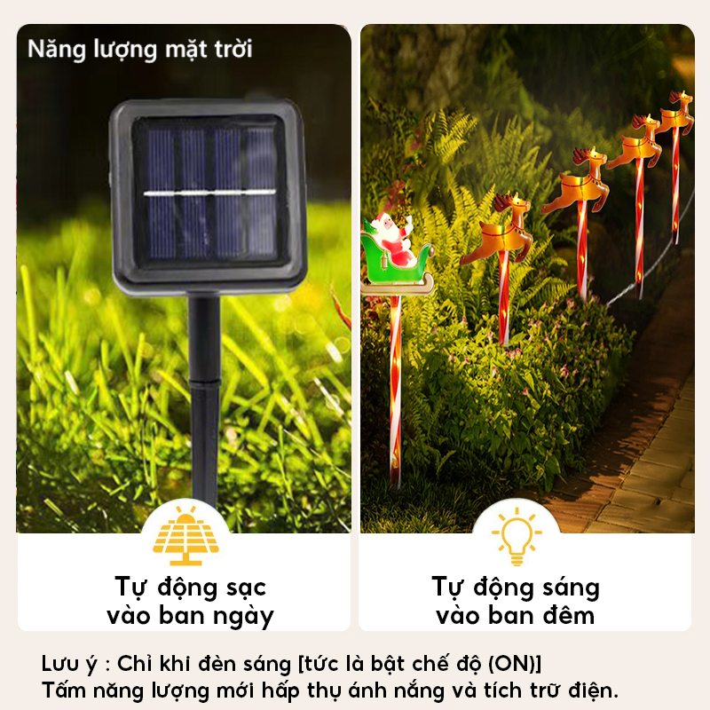 Đèn trang trí năng lượng mặt trời tuần lộc, ông già noel, tiết kiệm điện, bóng siêu sáng, chống thấm nước - DA3198