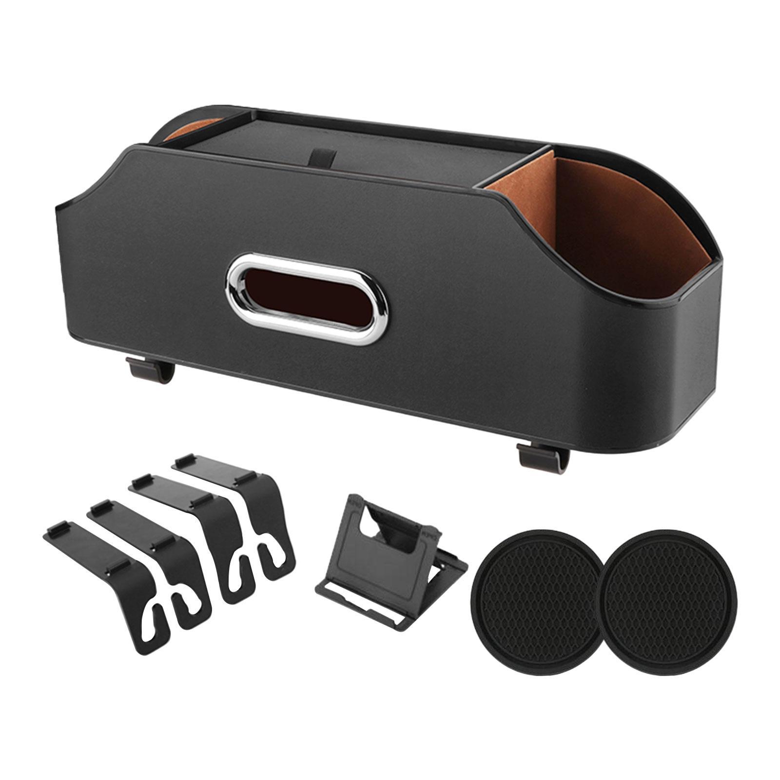 Car Headrest Seat Hanging Organizer with 2 Coasters Cup Holder Napkin Holder Durable 34.8x12x9.3cm Tear Resistant Waterproof Multifunctional