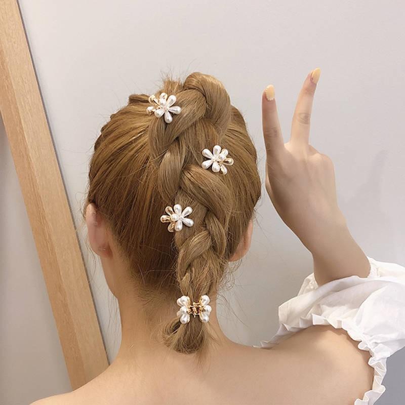 Kẹp tóc bông hoa hạt châu Hàn Quốc Tatitava
