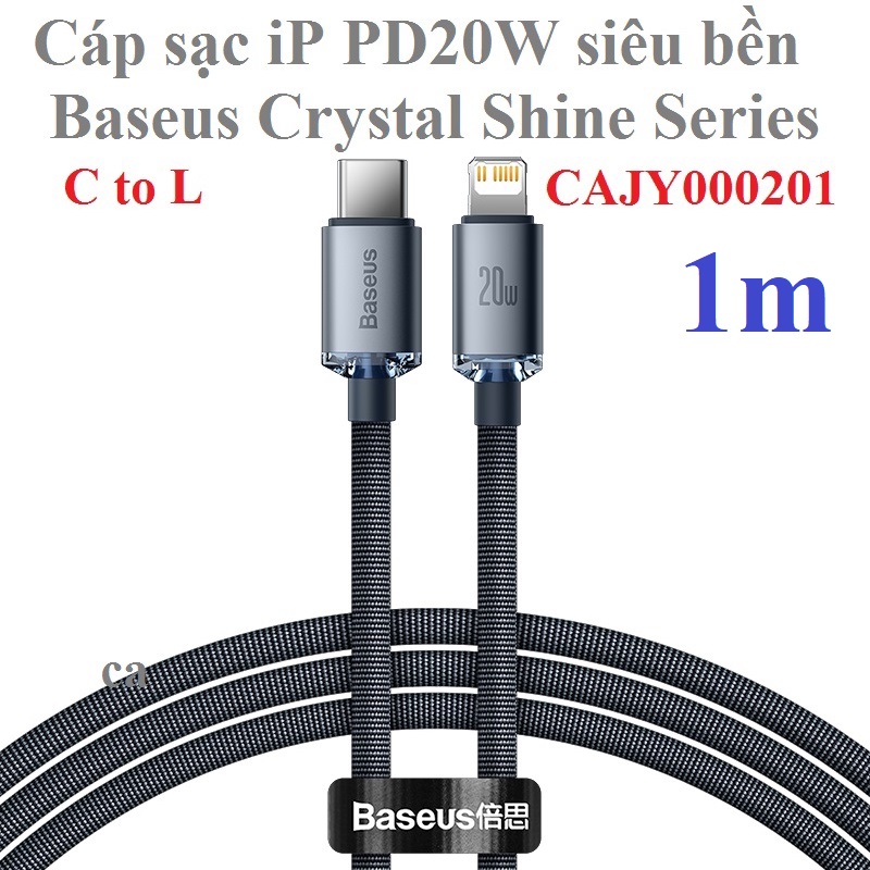 Cáp sạc C to L PD20W siêu bền cho iP Baseus Crystal Shine CAJY000201 (1.2m ) - Hàng chính hãng