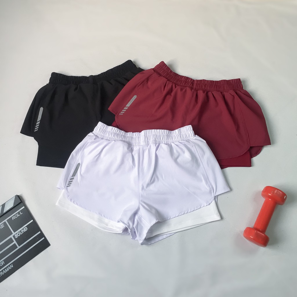 Quần Đùi Quần Short Nữ Tập Thể Thao, GYM, Tennis, Cầu Lông, Chạy Bộ - Quần Thể Thao Nữ 2 Lớp Thiết Kế Trẻ Trung