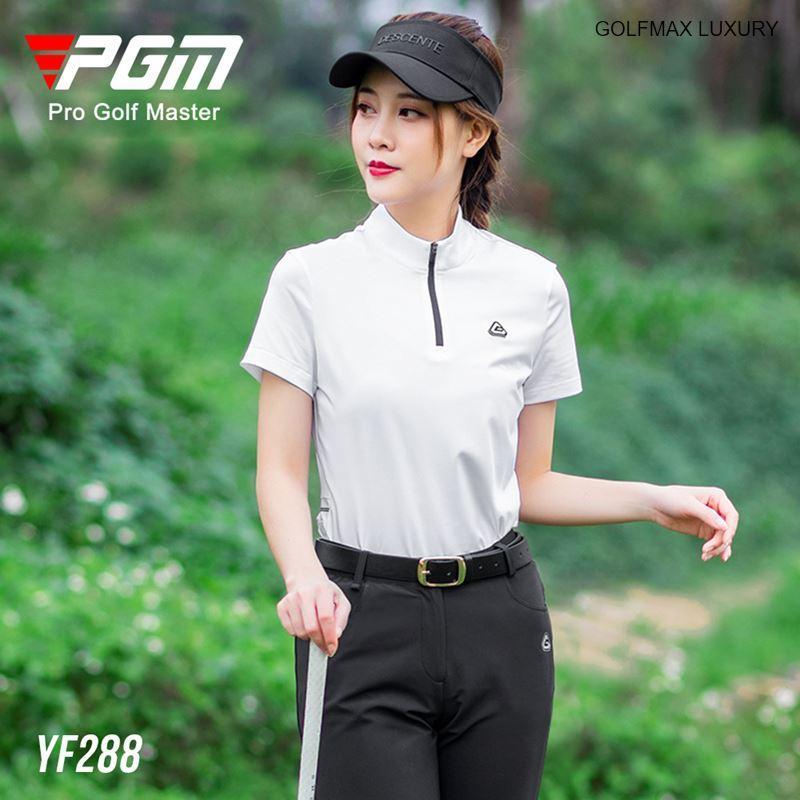 Áo ngắn tay Golf nữ chính hãng PGM - YF288 - Chất liệu vải sợi Polyester cao cấp, bền đẹp