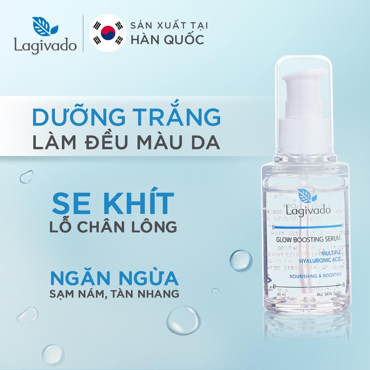 Tinh chất Serum dưỡng da trắng sáng Hàn Quốc chính hãng Lagivado, se khít lỗ chân lông Glow Boosting 40 ml