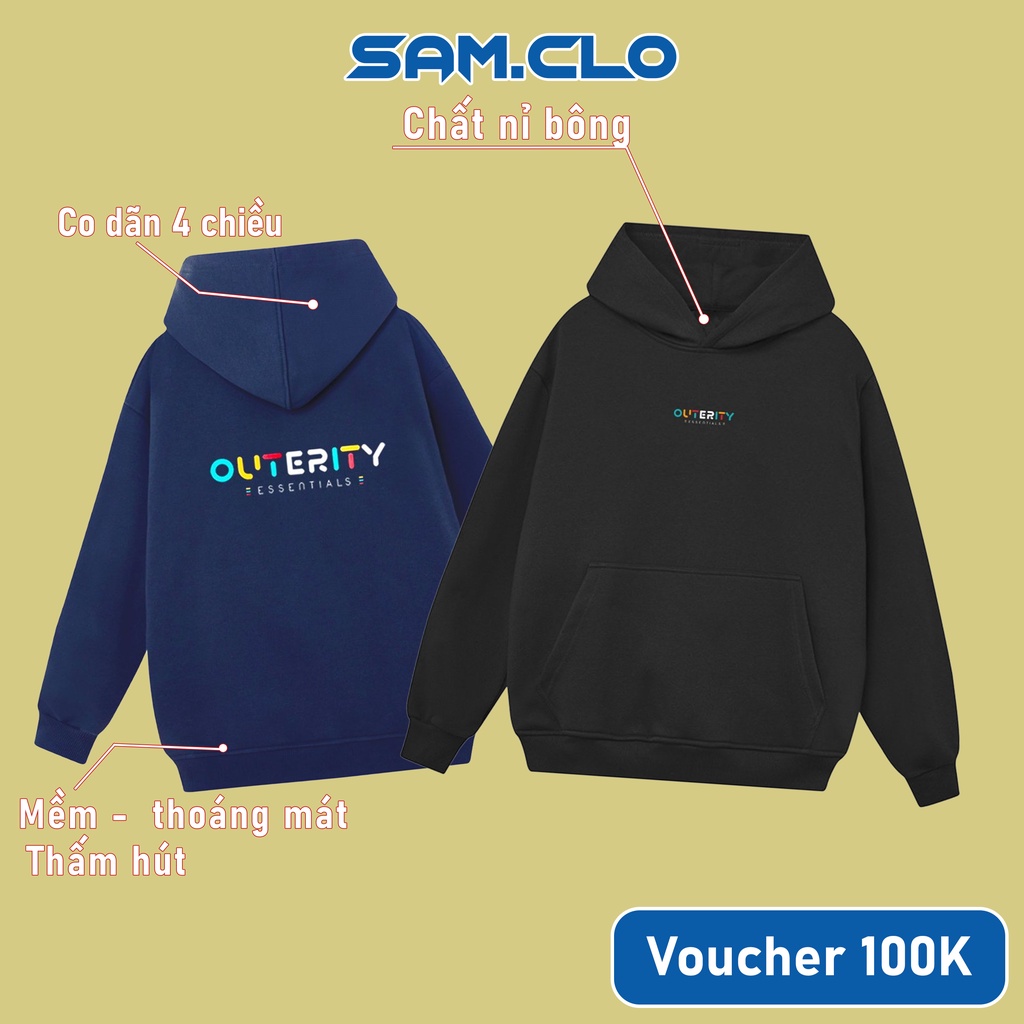 Áo khoác nỉ SAM CLO nam nữ chui có mũ tay dài thu đông freesize dáng Unisex HOODIE CHUI NHIỀU MÀU OUTERITY