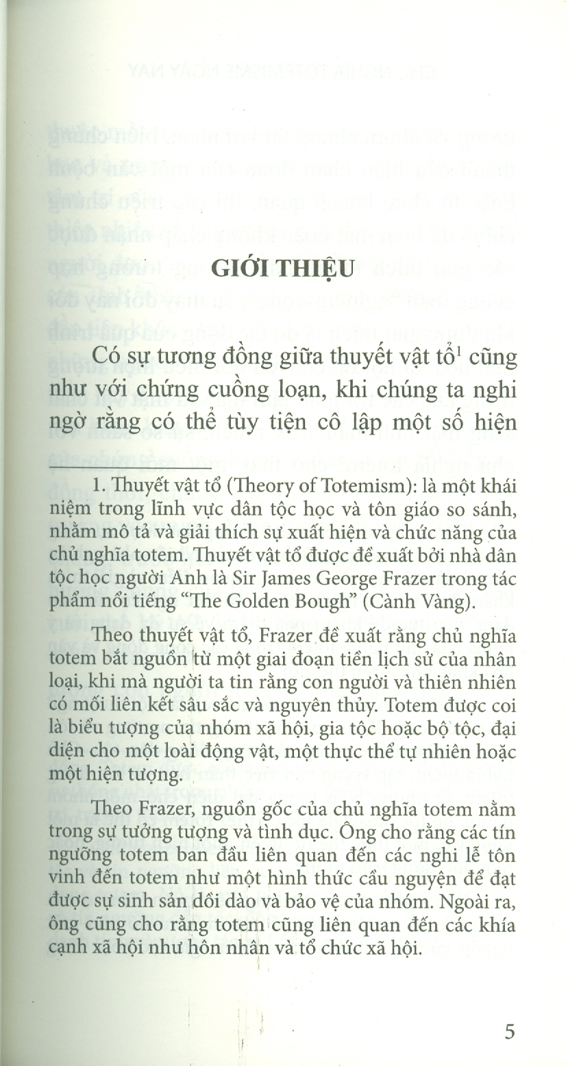 CHỦ NGHĨA TOTÉMISME NGÀY NAY - Claude Lévi-Strauss - Mai Yên Thi dịch - Trường Phương Books - Nhà xuất bản Thanh Niên
