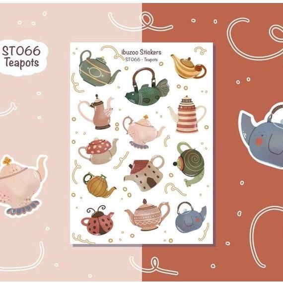 Sticker tự thiết kế- sticker sheet teapots - hình dán sổ, nhật kí bullet journal - unim023