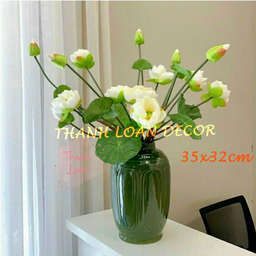 Lọ hoa gốm Bát Tràng cỡ to - Bình hoa trang trí decor loại 1 - Nhiều mẫu - Men xanh ngọc