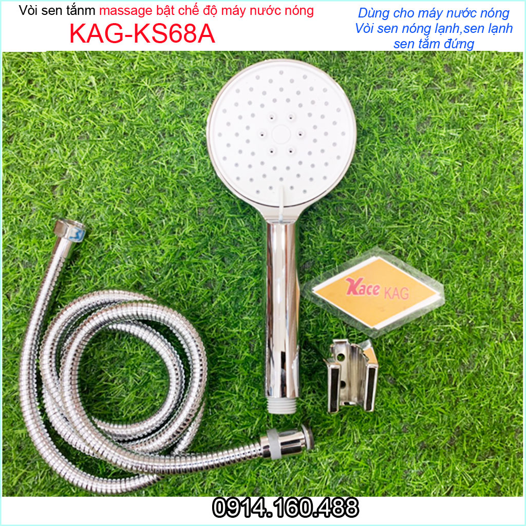 Dây tay sen KAG-KS68A, Vòi hoa sen máy nước nóng nhiều chế độ nước tia phun mạnh sử dụng tốt