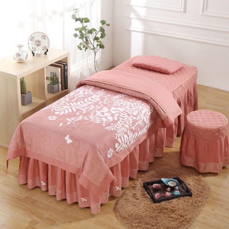 Bộ 4 Món Vỏ Chăn Ga Gối Đệm Mát Xa Chất Liệu Vải Lanh Thân Thiện Với Da
