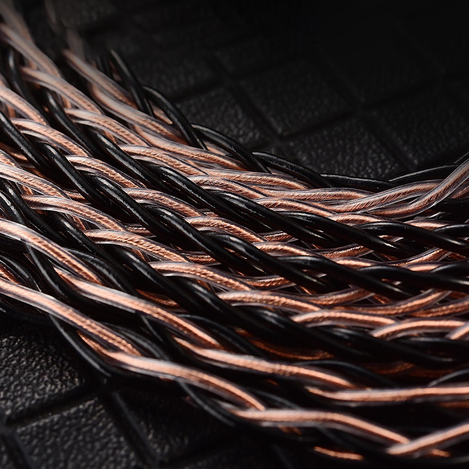 2 Count Earbuds 8 Core Braiding Cable Wire in-Ear 2 Pin 3.5mm Plug for KZ