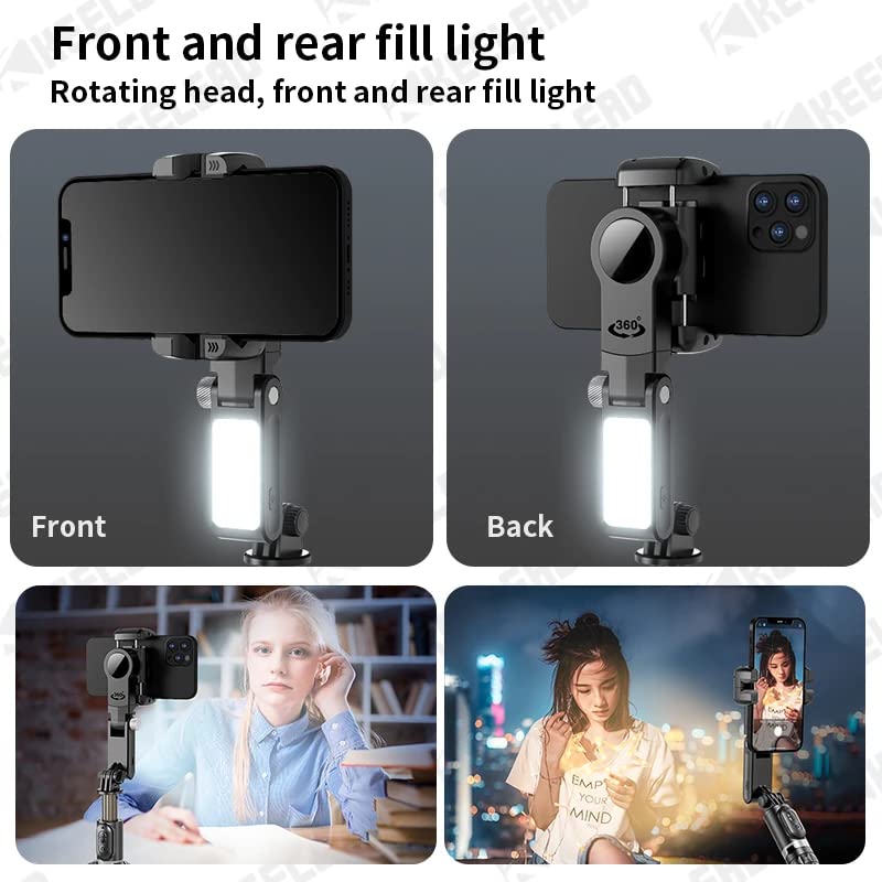 Gimbal Q18 - Thiết bị ổn định camera, tích hợp đèn làm đẹp và điều khiển từ xa