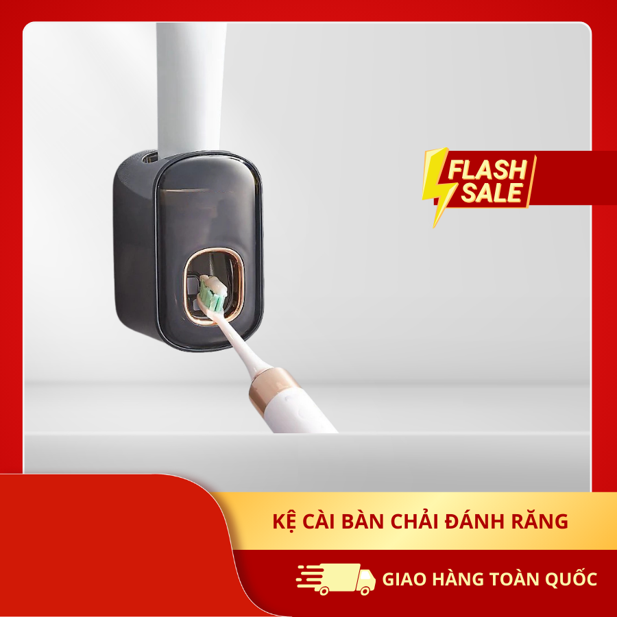 Kệ Cài Bàn Chải Đánh Răng Kèm Cốc Màu Trong Suốt - Nhả Kem Đánh Răng Tự Động, Kệ Để Đồ Nhà Tắm Dán Tường Thông Minh