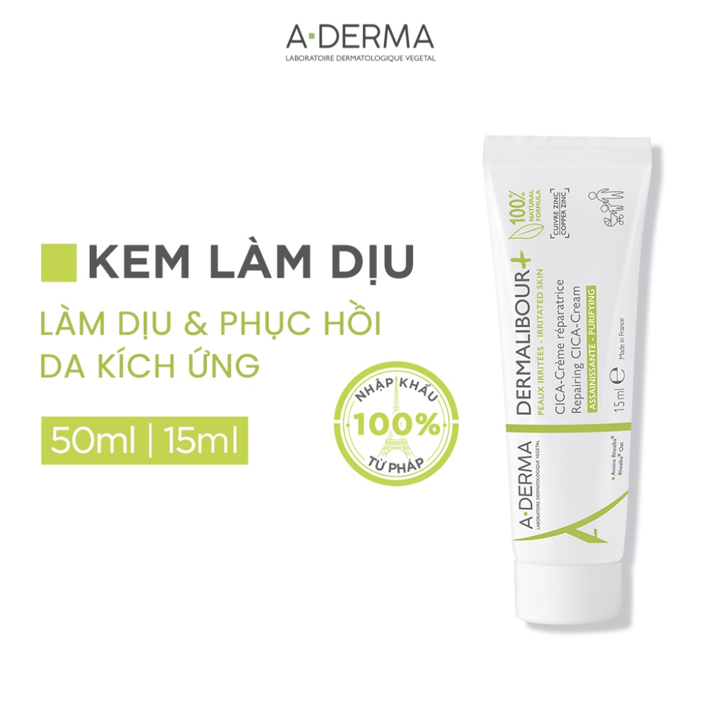 Kem làm dịu da giúp phục hồi da kích ứng A-DERMA DERMALIBOUR+ REPAIRING CICA-CREAM