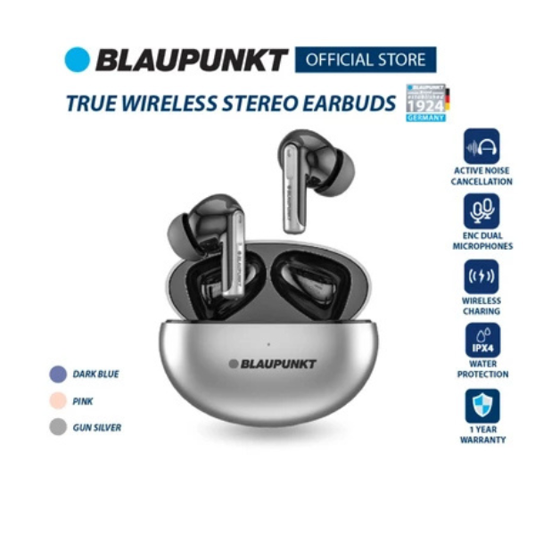 Tai nghe Bluetooth chống ồn Blaupunkt BAT8001S- Màu bạc- Hàng chính hãng