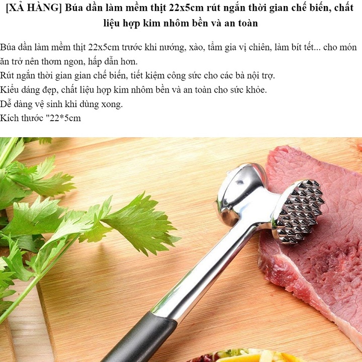 Dụng Cụ Làm Mềm Thịt Cho Nhà Bếp Bằng Inox Kích Thước 22x5cm Cao Cấp