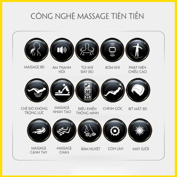 Ghế Massage toàn thân cao cấp công nghệ Nhật Bản (Massage 8D, Bấm huyệt, Âm nhạc thư giãn)