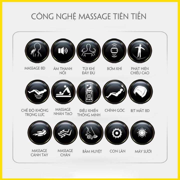 Ghế Massage toàn thân cao cấp công nghệ Nhật Bản (Massage 8D, Bấm huyệt, Âm nhạc thư giãn)