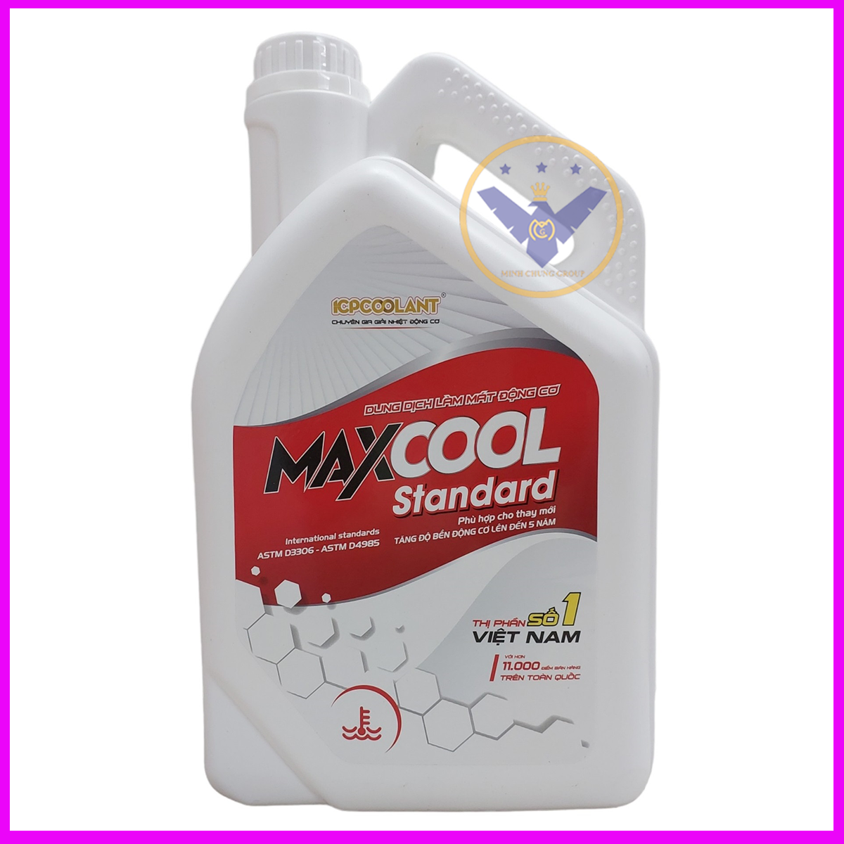 COMBO 2 can nước làm mát động cơ xe ô tô màu đỏ Maxcool 4L tặng nước rửa kính 2L