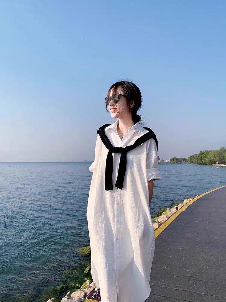 Đầm suông sơ mi chất vải đũi form rộng trẻ trung Đũi Việt