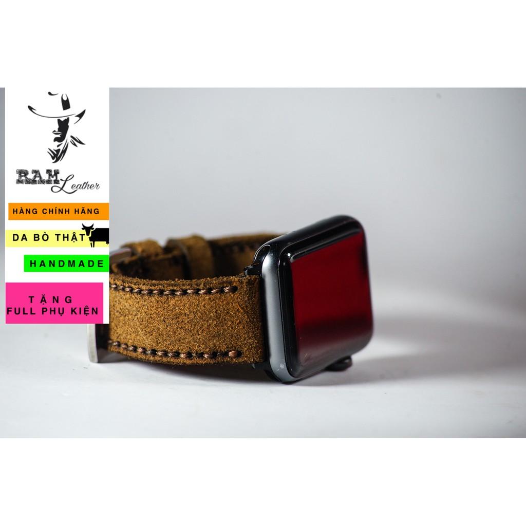 Dây đồng hồ RAM Leather cho apple watch da bò lộn nâu đậm - RAM classic 1960
