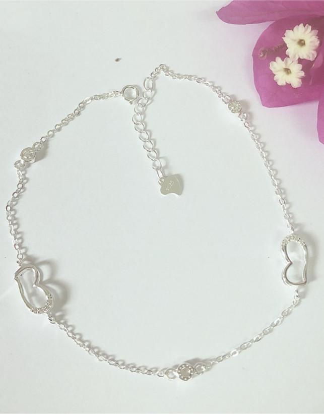 Lắc chân nữ trang sức bạc Ý S925 Bạc Xinh - Trái tim yêu thương RYBJ50041