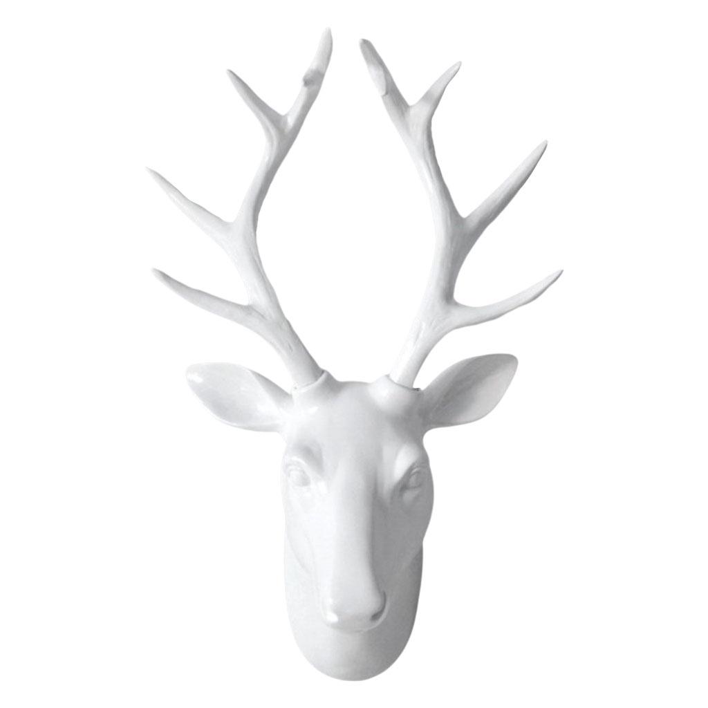 3D Deer Head Statue Wall Mount Animal Figurines Home Office Decor