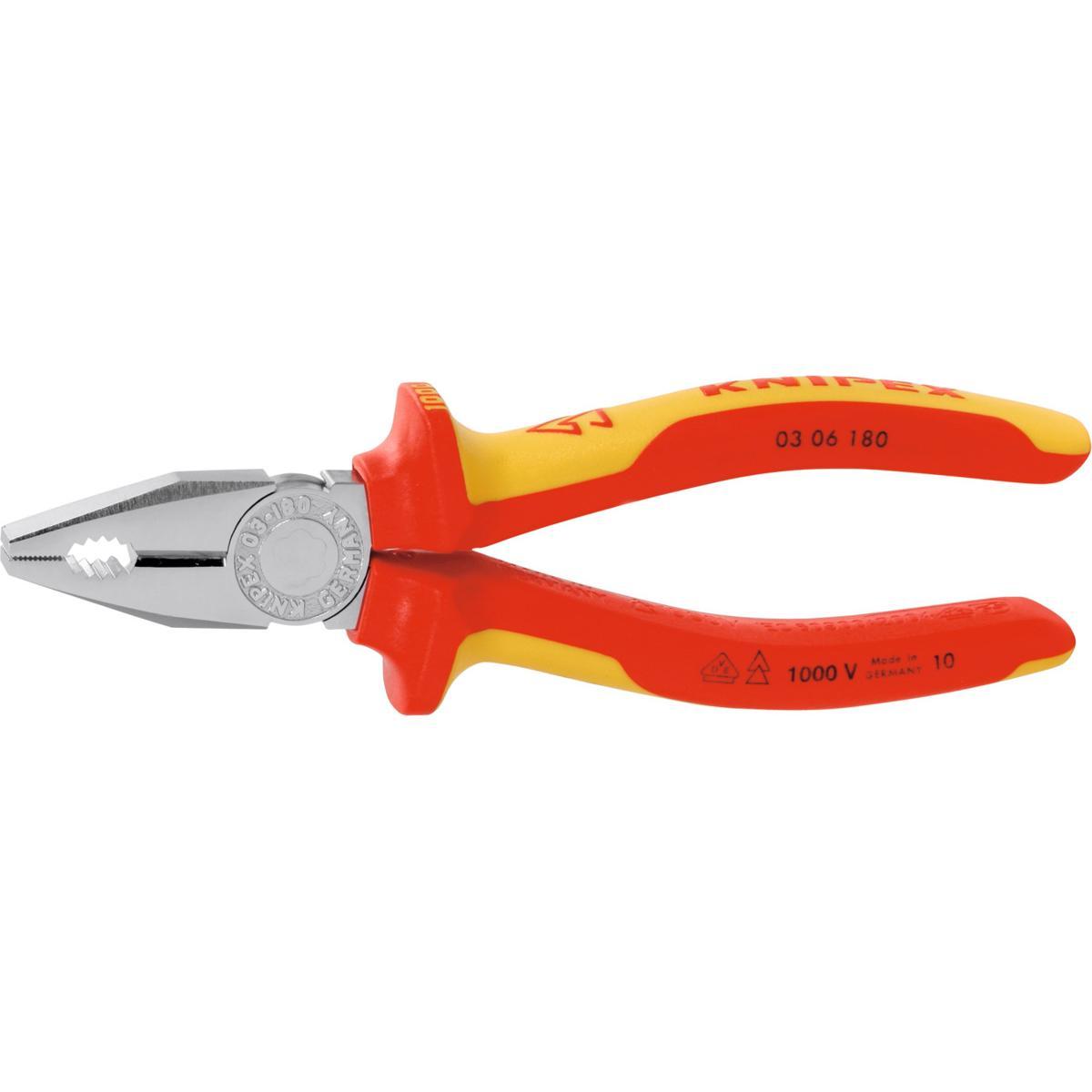 KỀM ĐA NĂNG KNIPEX CÁCH ĐIỆN 1000V, MẠ CHROME DÀI 180MM 03 06 180